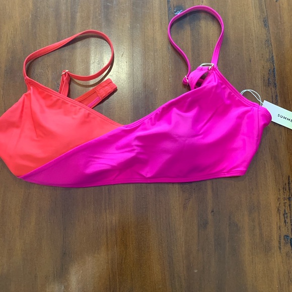 NWT Summersalt Marina bikini top - hibiscus and grapefruit- size 8 - Picture 3 of 4